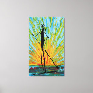 Sunset paddle boarder canvas print