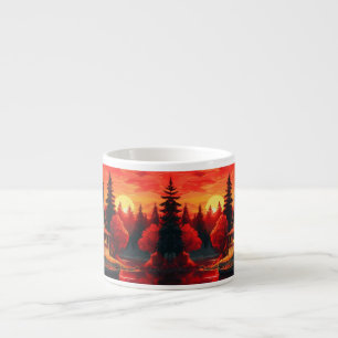 Sunset Painting with Cottage and Lake-66633 Espresso Cup