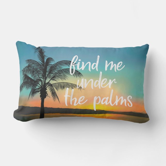 Sunset Palm Hawaiian Tropical Sentiments Lumbar Pillow (Front)