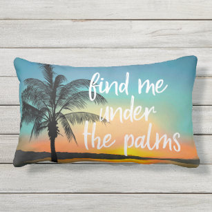 Sunset Palm Hawaiian Tropical Sentiments Lumbar Pillow