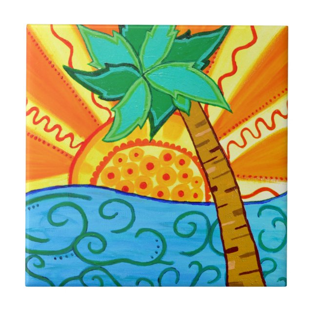 Sunset Palm Tile (Front)
