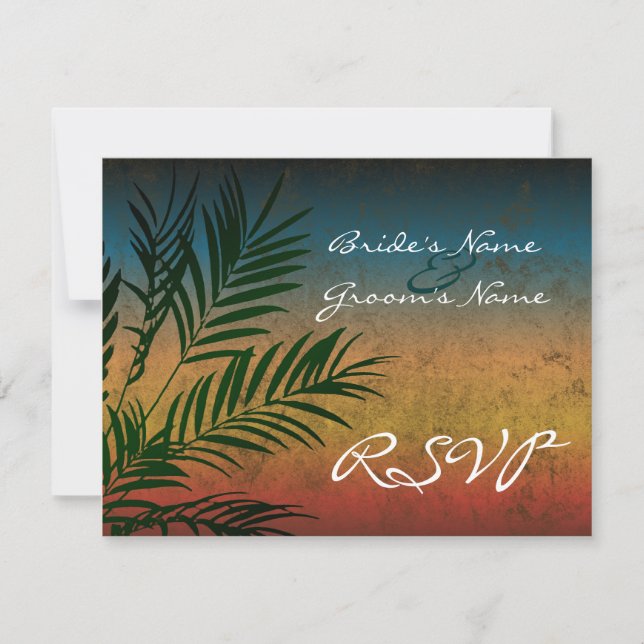 Sunset Palm Tree Branch RSVP Cards (Front)