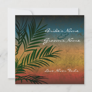 Sunset Palm Tree Branch Wedding Invitations