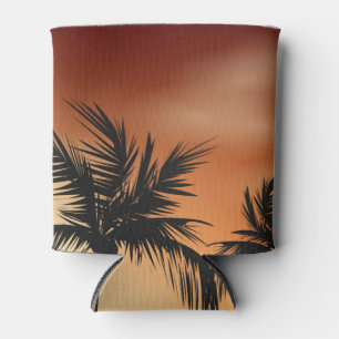 Sunset Palm Trees Beach Summer Can Cooler