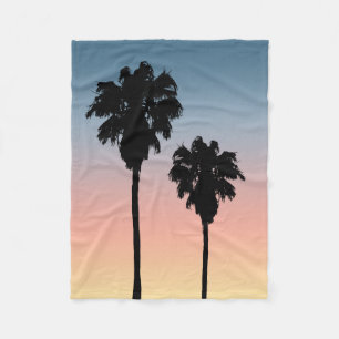 Sunset Palm Trees Fleece Blanket