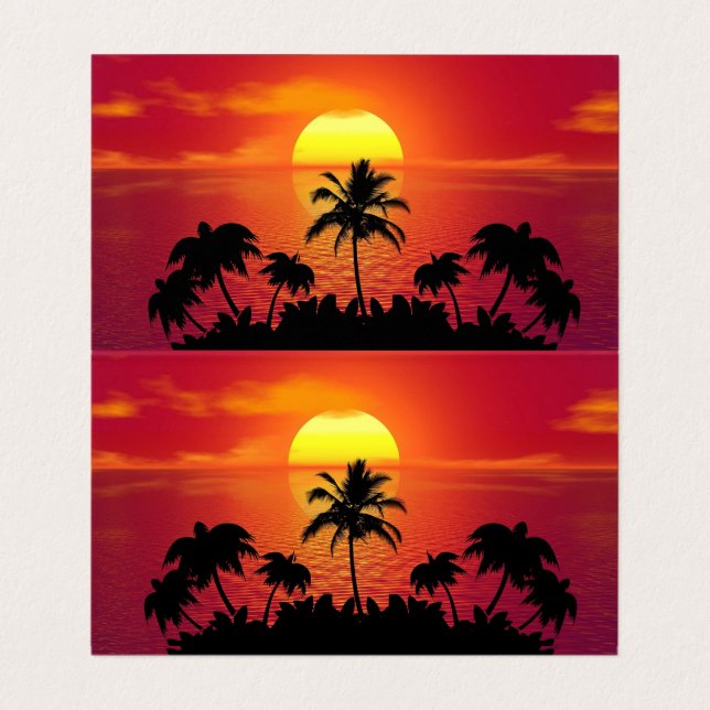 Sunset Palm Trees Silhouette-16514 Business Card (Inside Unfolded)