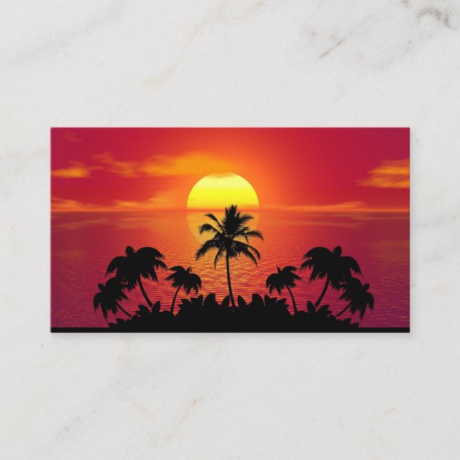Sunset Palm Trees Silhouette-16514 Business Card (Front)