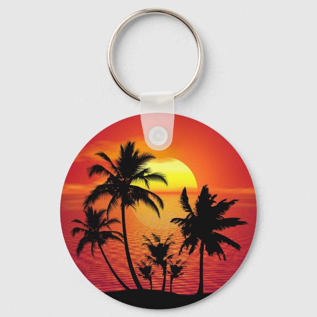 Sunset Palm Trees Silhouette-16514 Keychain (Front)