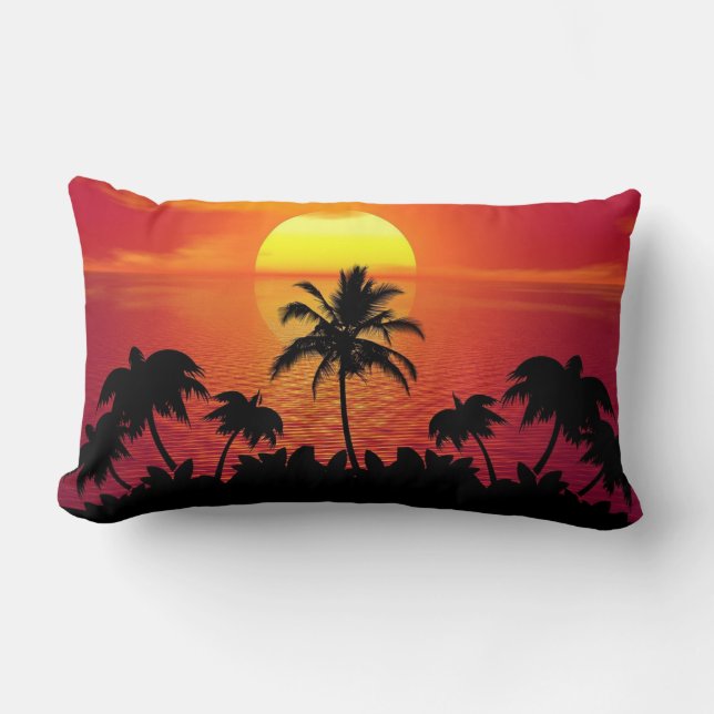 Sunset Palm Trees Silhouette-16515 Lumbar Pillow (Front)
