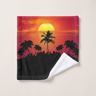 Sunset Palm Trees Silhouette-16515 Wash Cloth