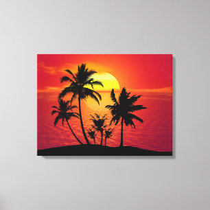 Sunset Palm Trees Silhouette-65153 Canvas Print