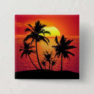 Sunset Palm Trees Silhouette Design-65143 2 Inch Square Button