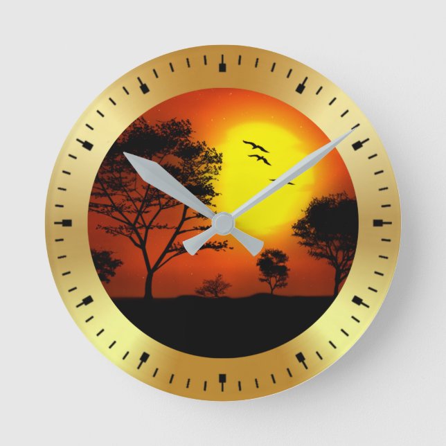 Sunset Palm Trees Silhouettes-68677 Round Clock (Front)