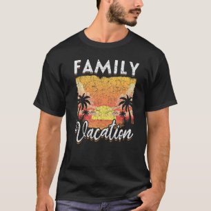 Sunset Palm Trees Tropical Summer Vacation Family  T-Shirt