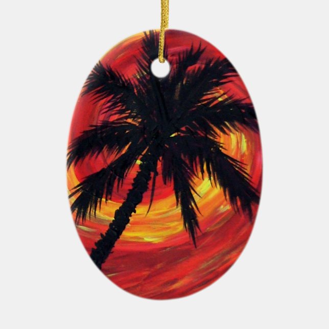Sunset palms ceramic ornament (Front)