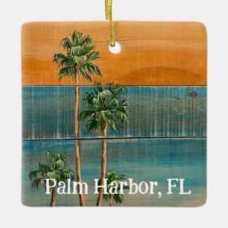 Sunset Palms Christmas Ceramic Ornament