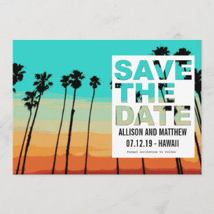 Sunset Palms Modern Beach Save the Dates Save The Date