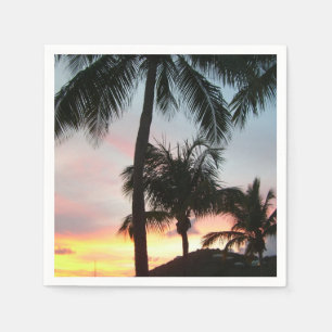 Sunset Palms Tropical Landscape Photography Napkin