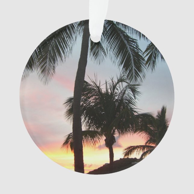 Sunset Palms Tropical Landscape Photography Ornament (Front)