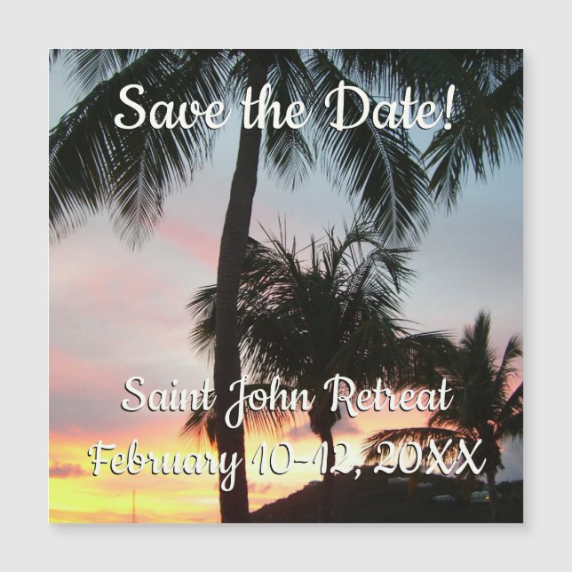 Sunset Palms Tropical Landscape Save the Date (Front)
