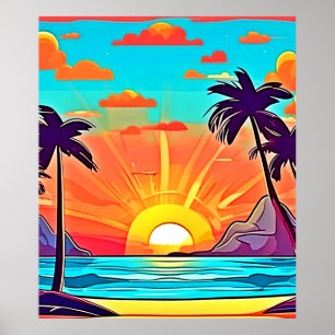 Sunset Palms: Tropical View Poster