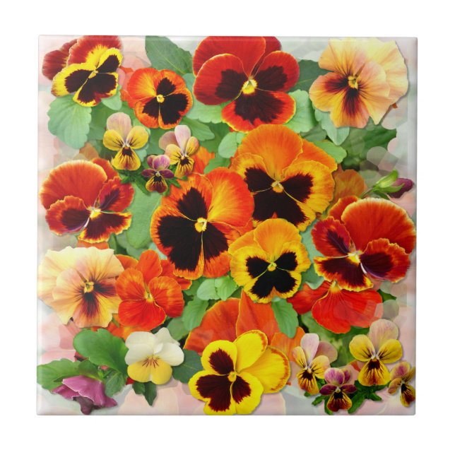 Sunset Pansies Tile (Front)