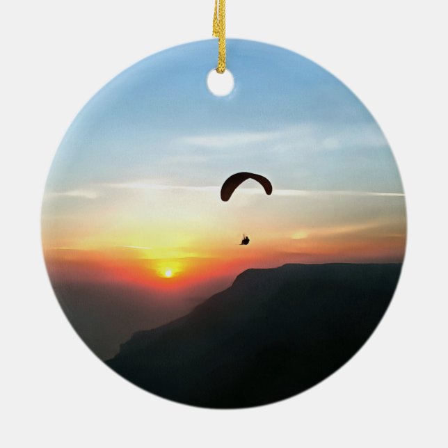 Sunset Paraglide Ceramic Ornament (Back)