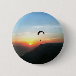Sunset Paraglide Wanderlust Extreme Sports Art 2 Inch Round Button