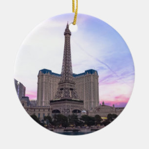 Sunset Paris Las Vegas Tour Eiffel Fake Ceramic Ornament