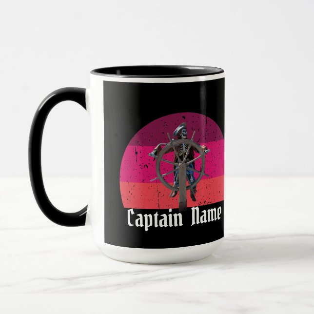 Sunset party Pirate Skeleton Captain Mug (Left)