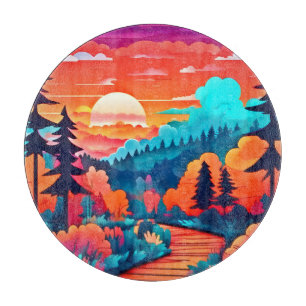 Sunset Path Through Autumn Forest Cutting Board