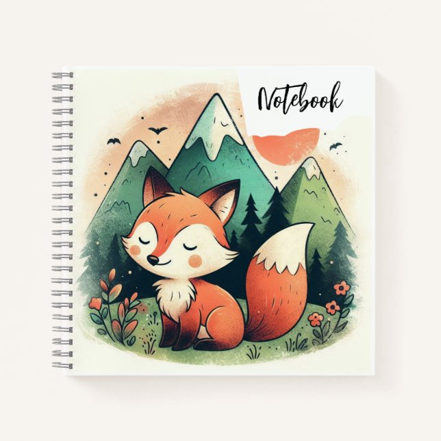  Sunset Paws – Fox and Pup in the Painted Desert Notebook (Front)
