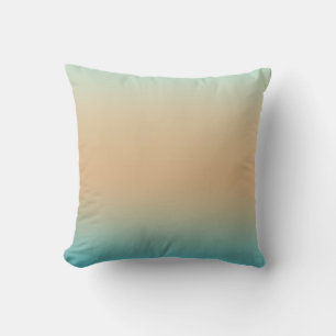 Sunset Peach Aqua Ombre Throw Pillow