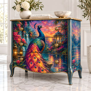 Sunset Peacock Lantern Garden Decoupage Tissue Paper