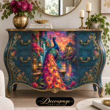 Sunset Peacock Lantern Garden Decoupage