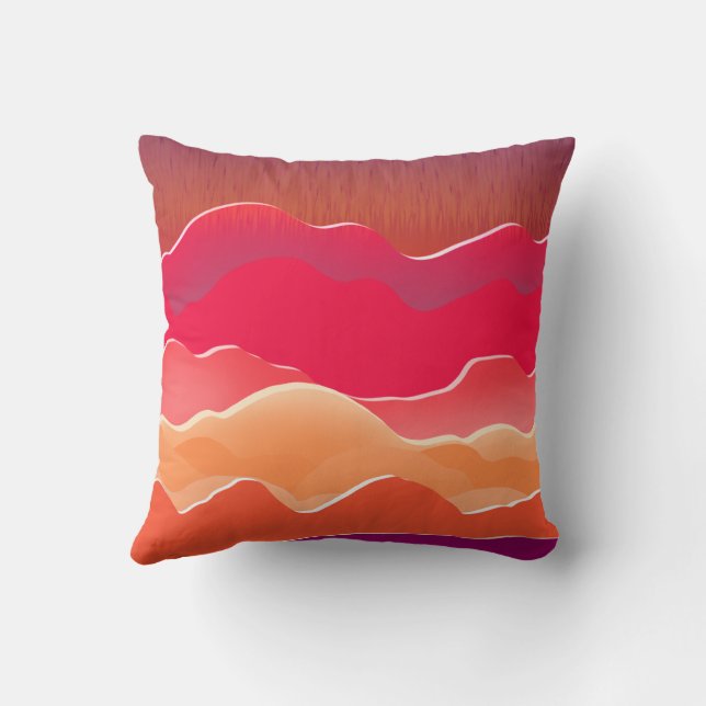 Sunset Peaks Modern Paper Collage Art Throw Pillow (Back)