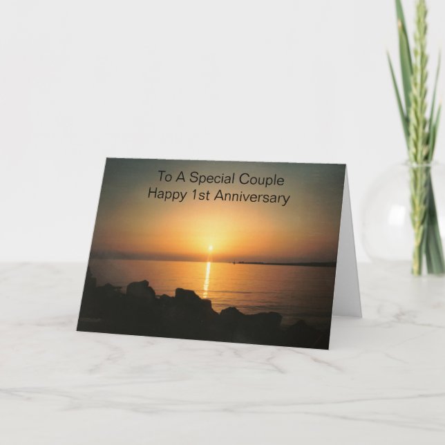 Sunset Personalised 1st Wedding Anniversary Card (Front)