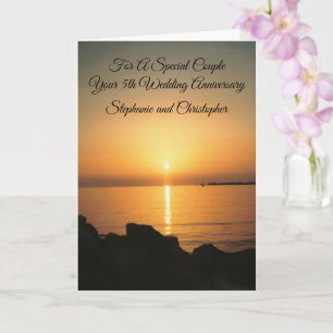 Sunset Personalised 5th Wedding Anniversary Card