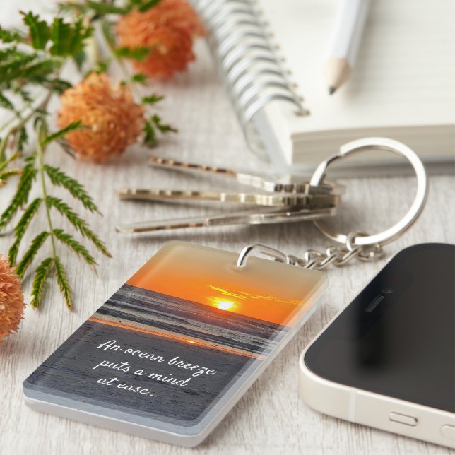 Sunset Photo Beach House Vacation Resort Rental Keychain (Front Right)