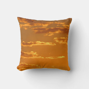 Sunset Photo Bright Orange Yellow Horizontal Cloud Throw Pillow