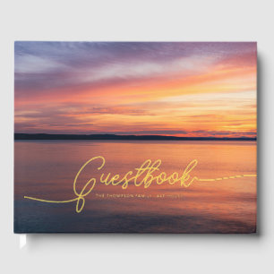 Sunset Photo Custom Lake House Or Vacation Lodge Guest Book