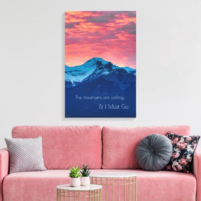 Sunset Photo Decor over Mountains with Quote (Insitu(LivingRoom))