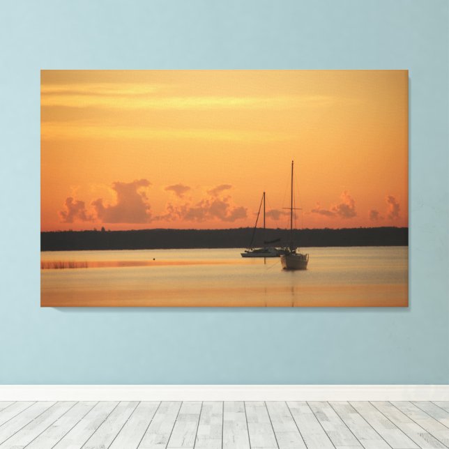 Sunset Photo Home Decor with Boats (Insitu(Wood Floor))