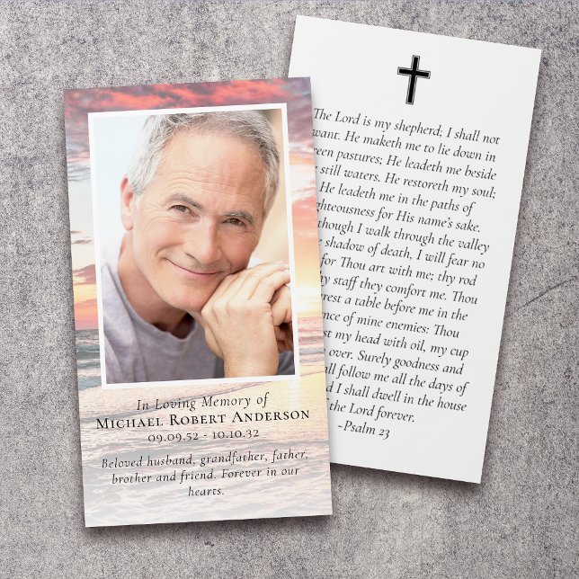 Sunset Photo Memorial Prayer Card (Creator Uploaded)