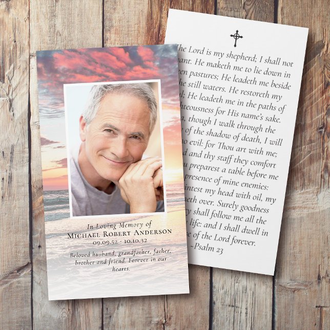 Sunset Photo Memorial Prayer Card with Envelope (Creator Uploaded)