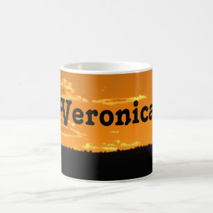 Sunset Photo Mug First Name Orange Yellow Evening