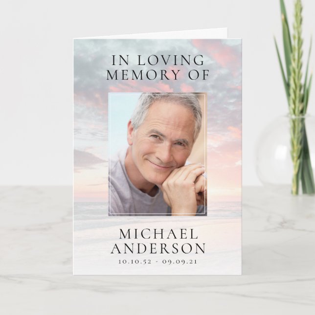 Sunset Photo Sympathy Funeral Thank You Card (Front)