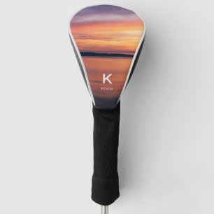 Sunset Photo With Custom Monogram And Name Golf Head Cover