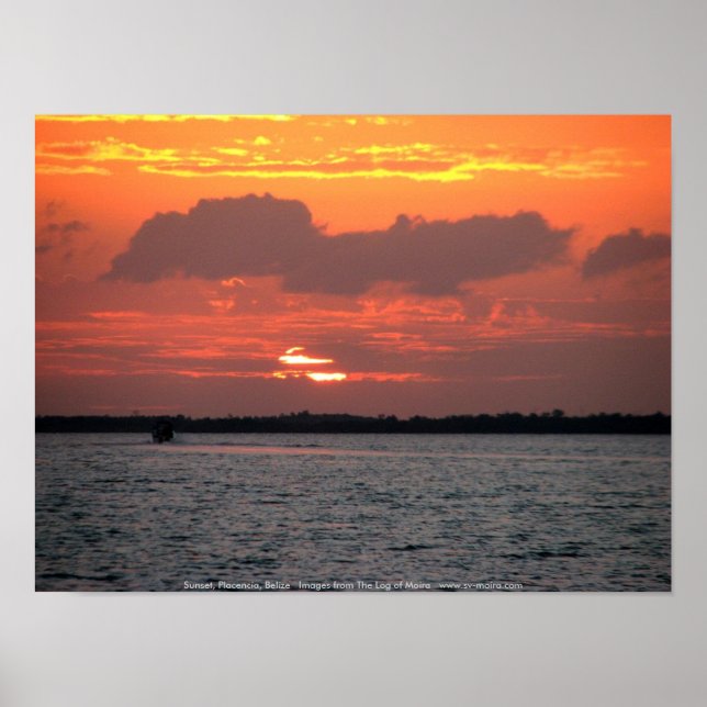Sunset, Placencia, Belize Poster (Front)