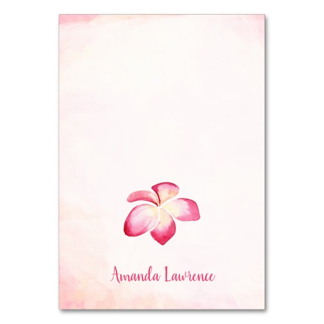Sunset Plumeria Personalized Place Cards (Front)
